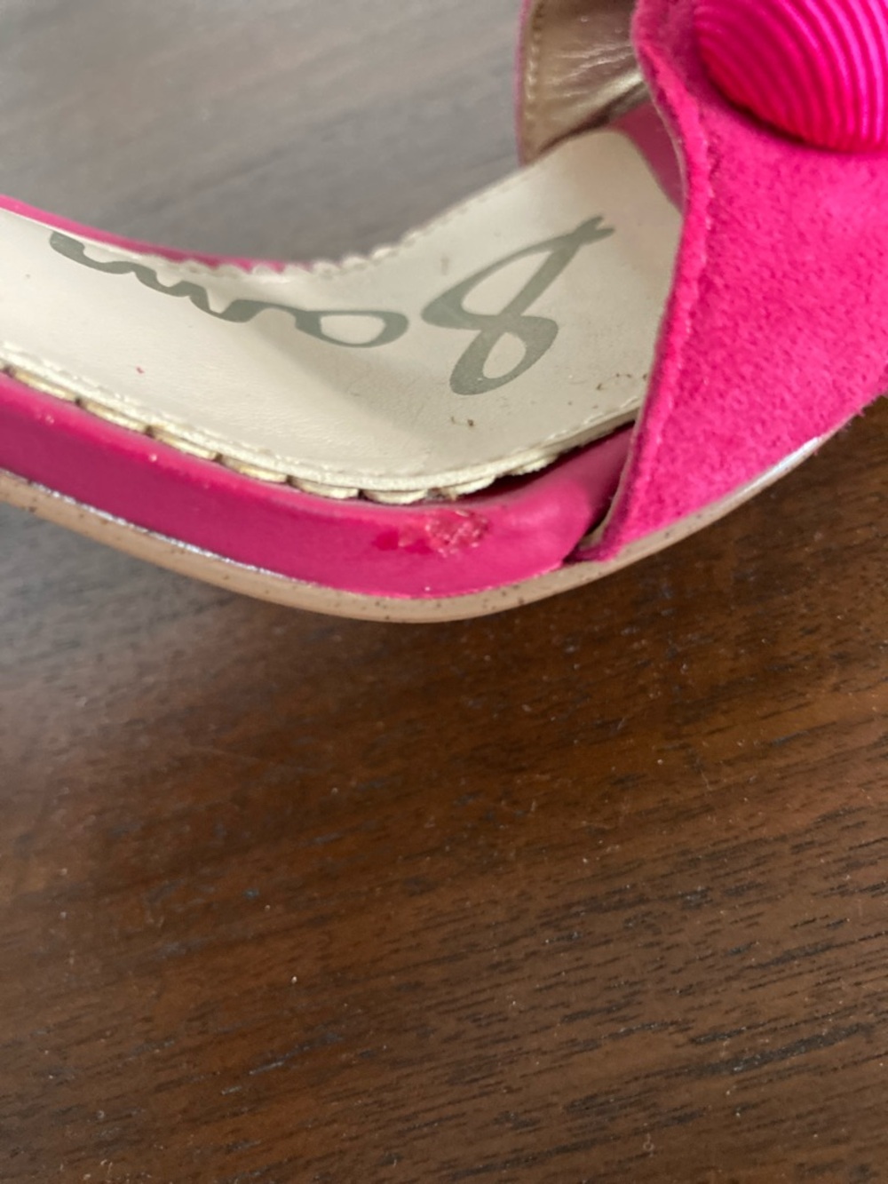 Sam Edelman Addison Leather Pom Pom Hot Pink Heels - Picture 7 of 7